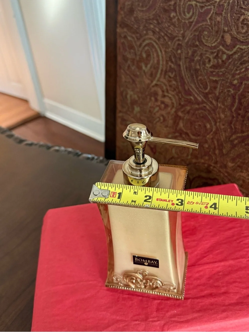 Bombay Company Vivienne Liquid Soap Dispenser Beige Gold & Acrylic Scroll